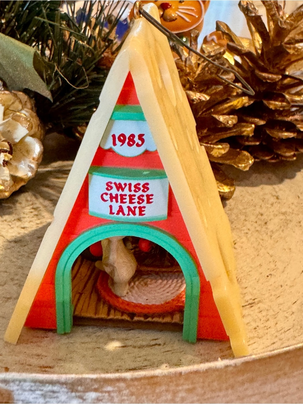 Vintage 1985 Hallmark Swiss Cheese Lane Lighted Ornament - In Box